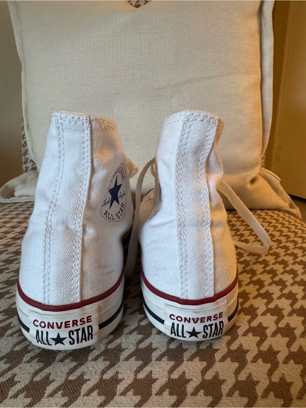 Converse White High-Top Sneakers with Red Trim - Picture 5 of 6